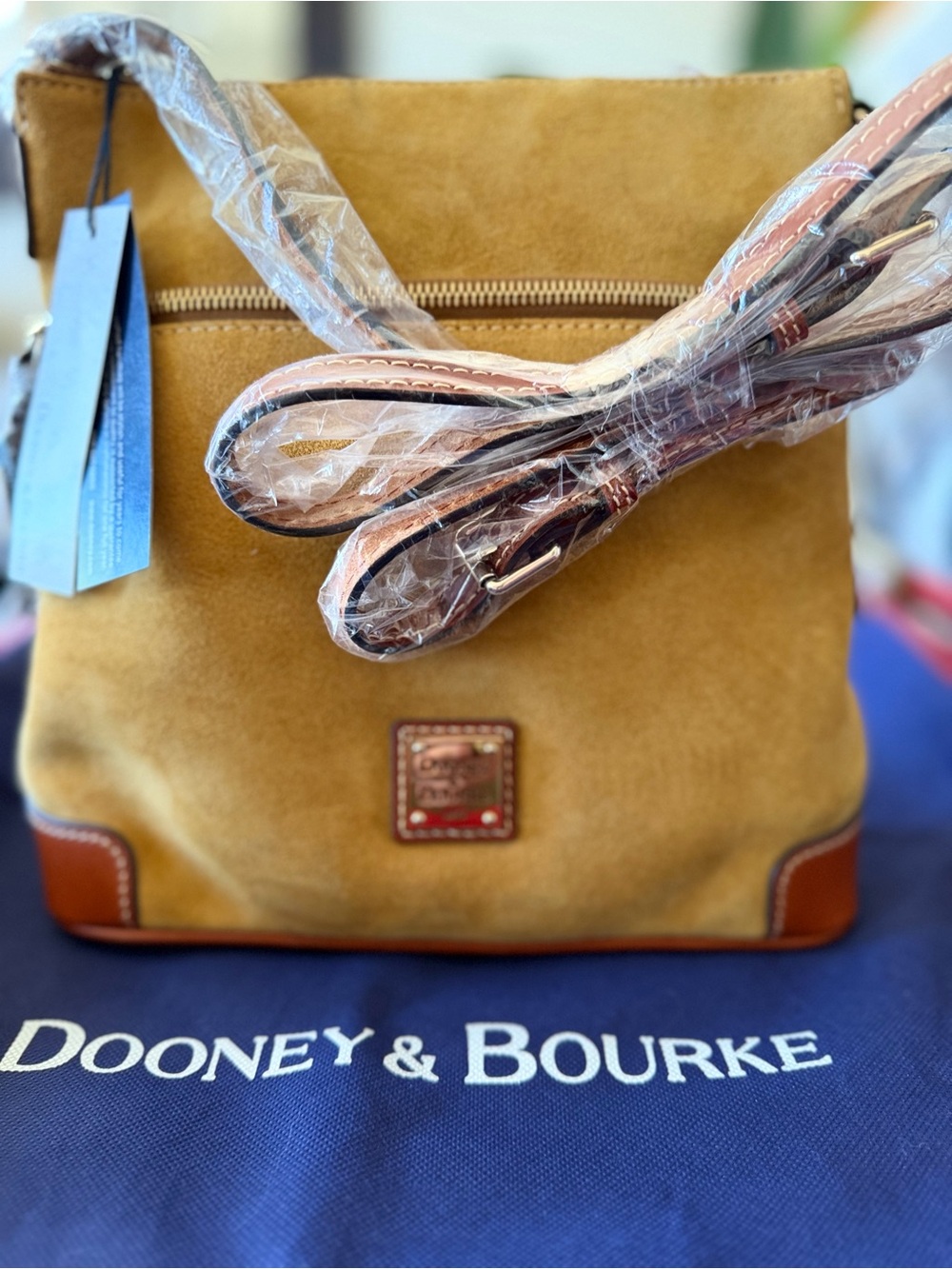 New Dooney & Bourke Chamois Suede Crossbody Leather Trim NWT MSRP $198
